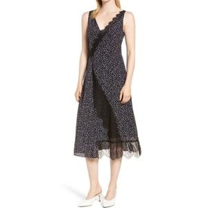 Lewit Lace Trim Silk Midi Dress